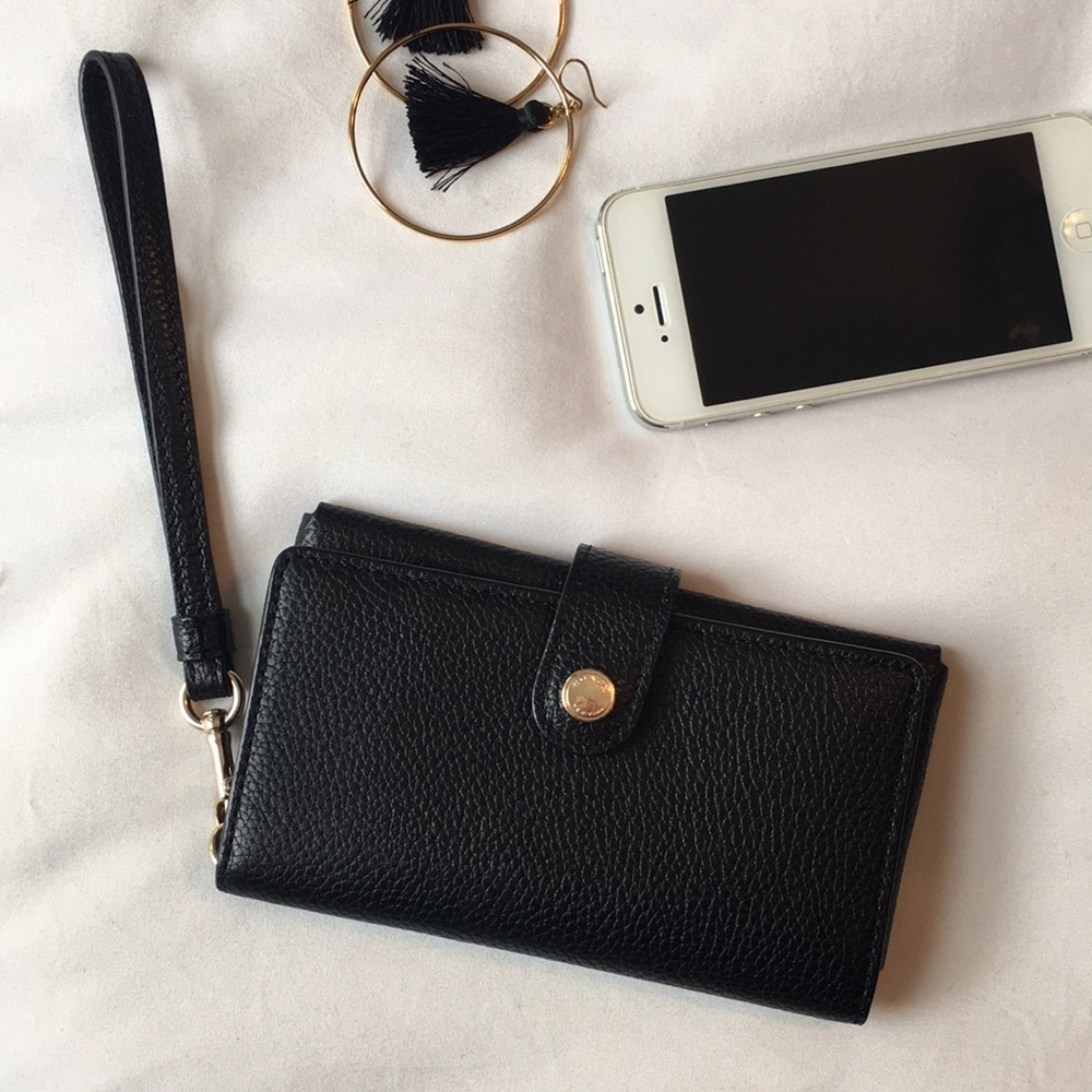 NWOT COACH Wristlet, Black Pebbled leather